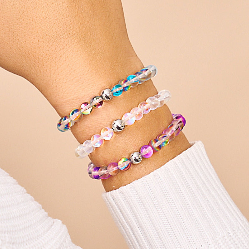 Türkisfarbener Sonnenstrahl | Silber | Galaxie Glasperlenarmband