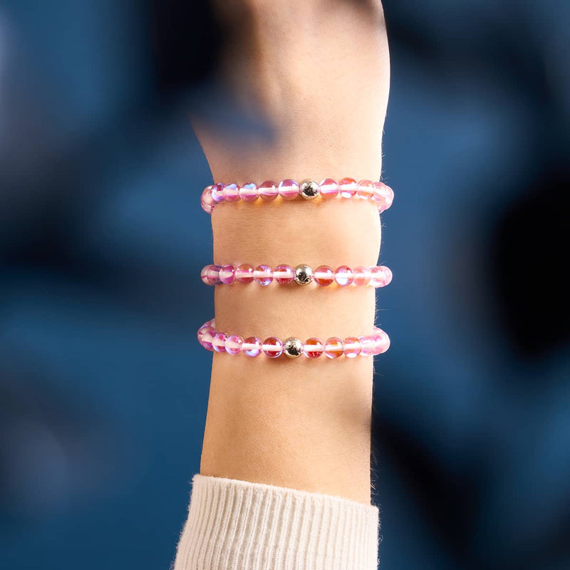 Ultraviolett | Silber | Galaxie Glas Makramee Perlen Armband