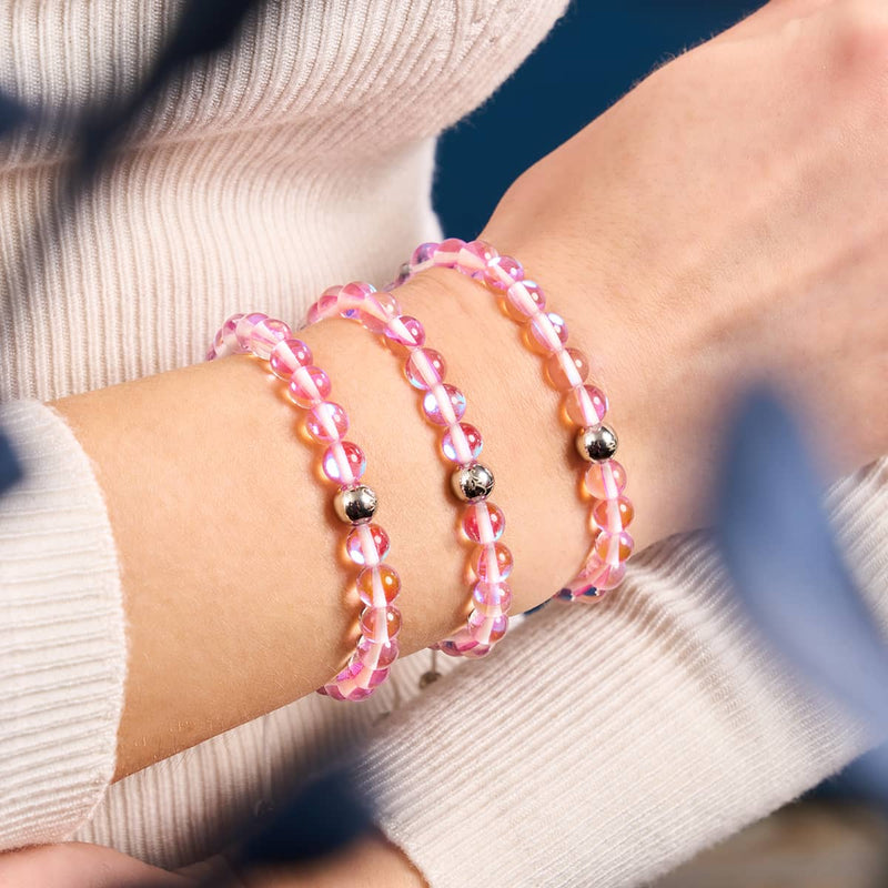 Ultraviolett | Silber | Galaxie Glas Makramee Perlen Armband