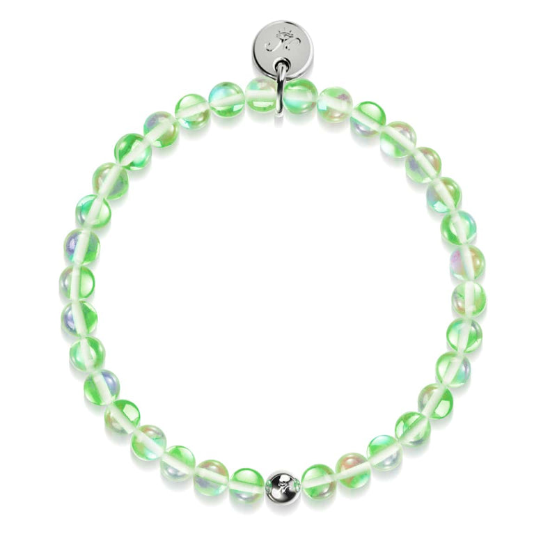 Grüner Mond | 925 Sterling Silber | Galaxie Glasperlenarmband