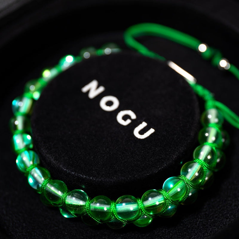 Grüner Mond | Silber | Doppeltes Galaxie-Glasarmband