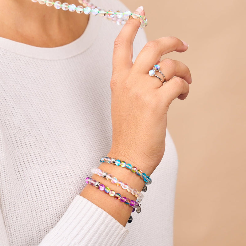 Violette Andromeda | Silber | Galaxie Glasperlenarmband