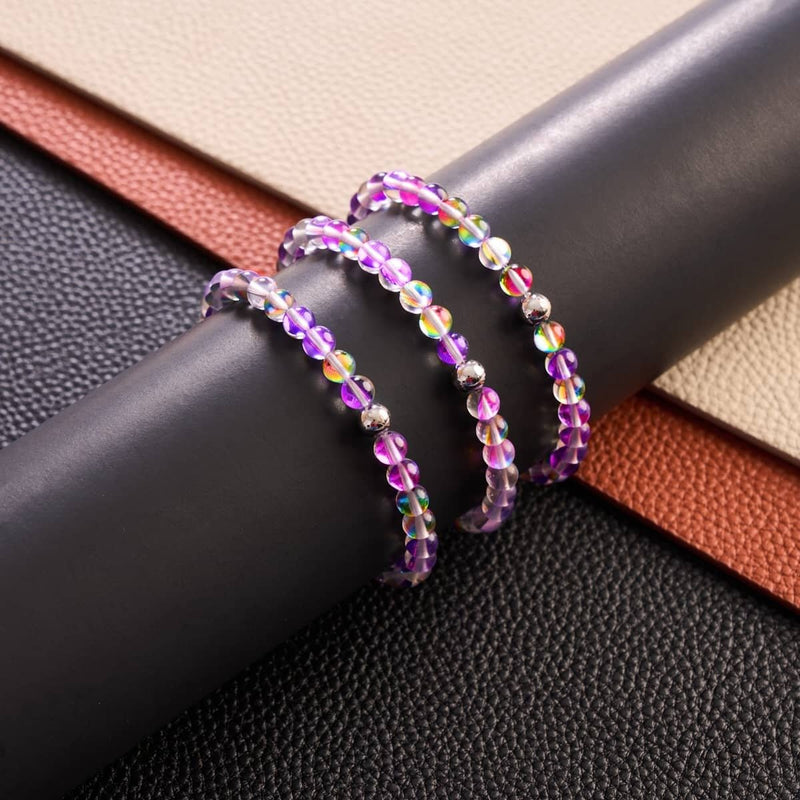 Violette Andromeda | Silber | Galaxie Glasperlenarmband