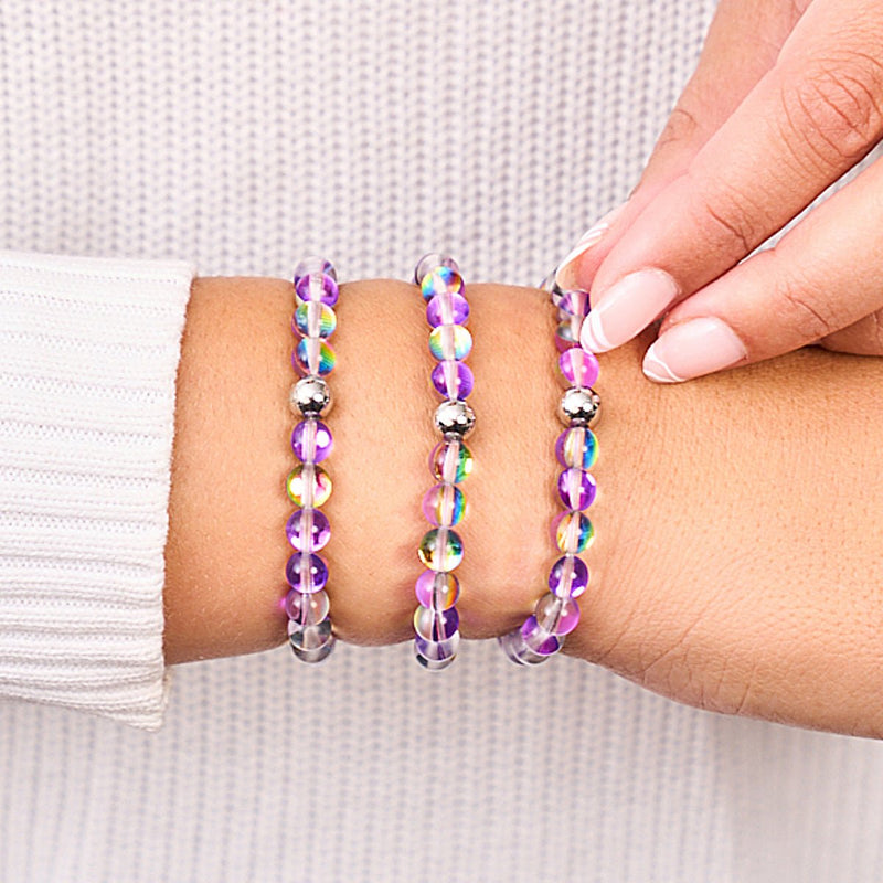 Violette Andromeda | Silber | Galaxie Glasperlenarmband