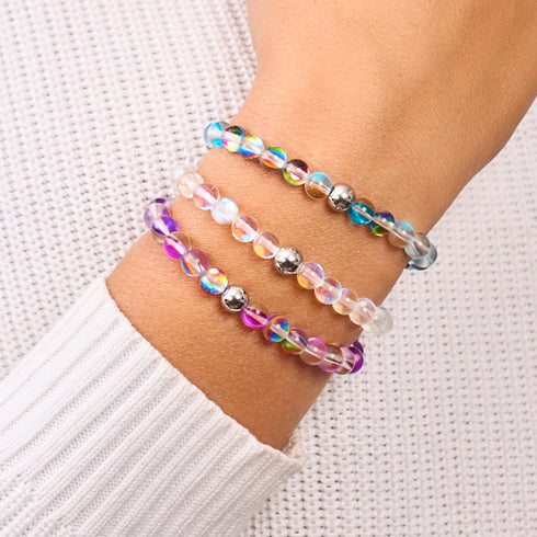 Violette Andromeda | Silber | Galaxie Glasperlenarmband
