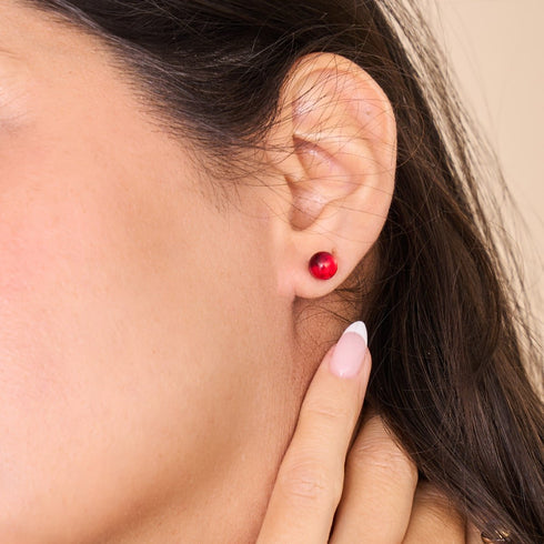 Blutmond | 925 Sterling Silber | Galaxie Glas Mini Ohrstecker