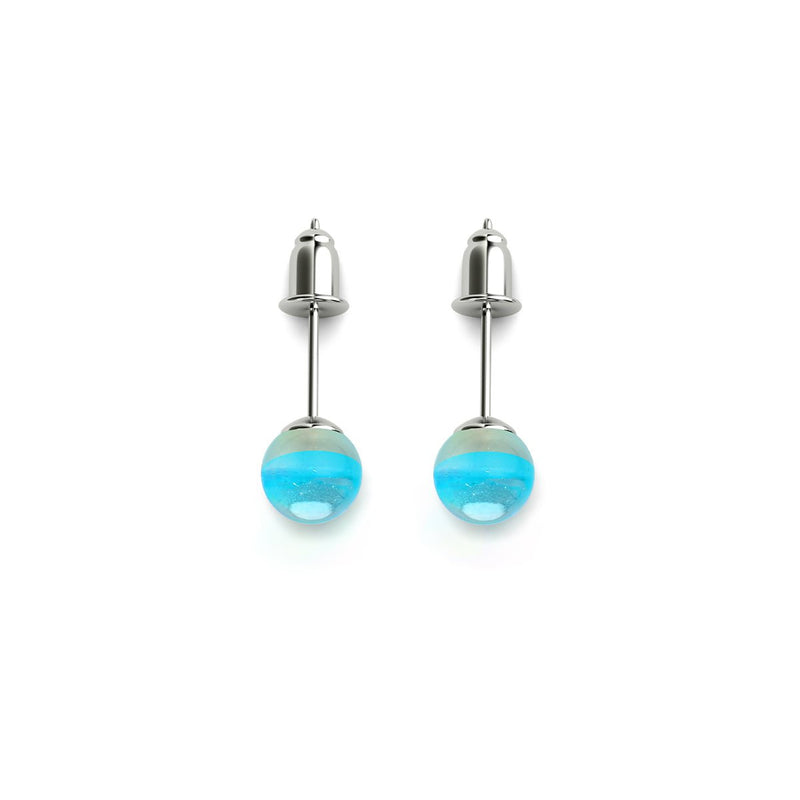 Blauer Nebel | 925 Sterling Silber | Galaxie Glas Mini Ohrstecker