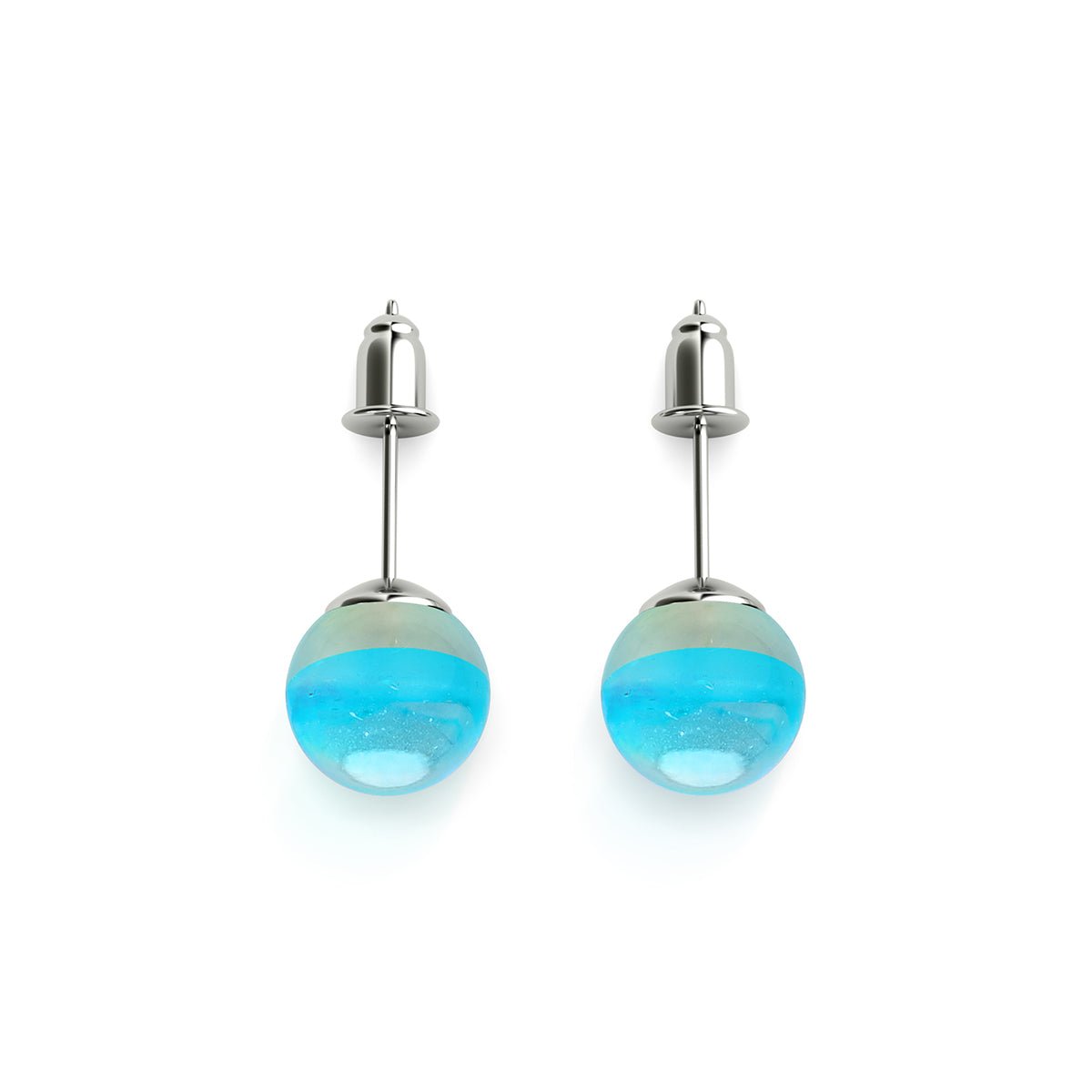 Blauer Nebel | 925 Sterling Silber | Galaxie Glas Ohrstecker