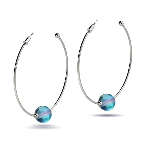 Blauer Nebel | Silber | Galaxie Glas Creolen