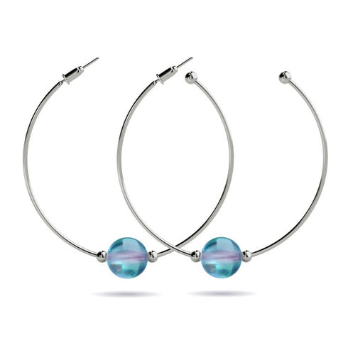 Blauer Nebel | Silber | Galaxie Glas Creolen