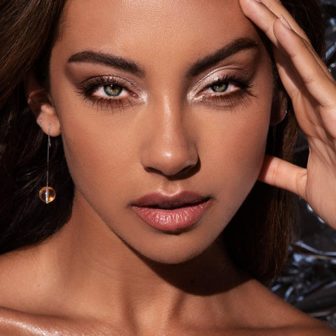 Champagner-Supernova | 925er Sterlingsilber | Galaxie-Glasketten-Tropfenfädler-Ohrringe