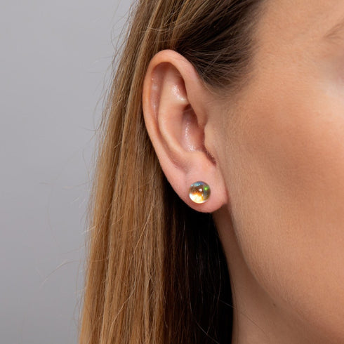 Champagner-Supernova | 925er Sterlingsilber | Galaxie-Glas-Ohrstecker