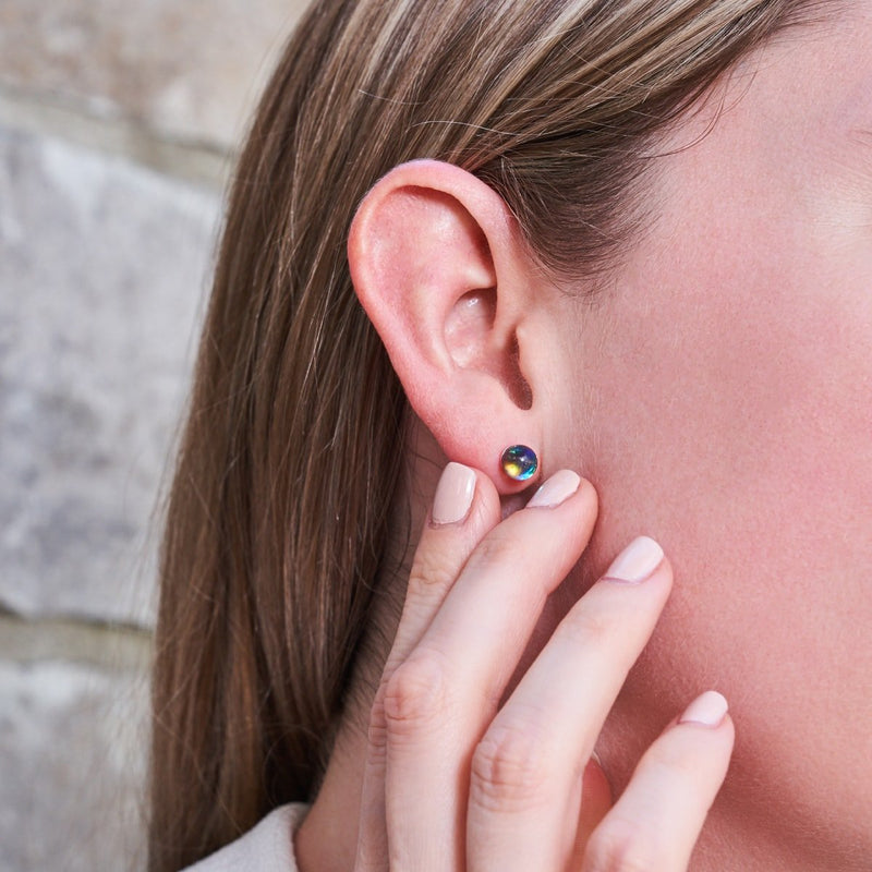 Milchstraße | 925 Sterling Silber | Galaxie Glas Mini Ohrstecker