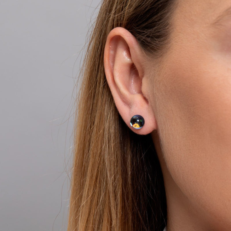 Milchstraße | 925 Sterling Silber | Galaxie Glas Ohrstecker