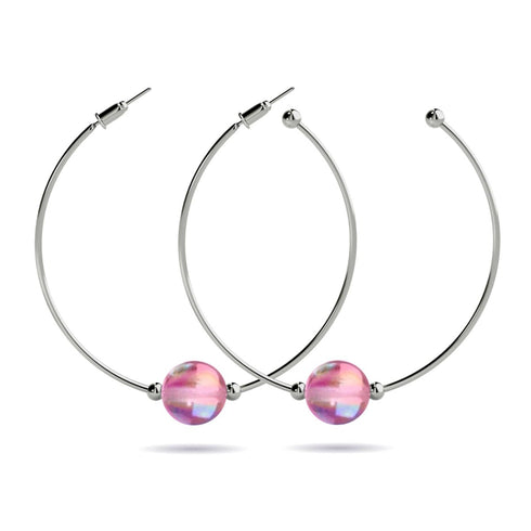 Rosa Nebel | Silber | Galaxie Glas Creolen