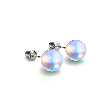 Regenbogen-Supernova | 925er Sterlingsilber | Galaxie-Glas-Ohrstecker