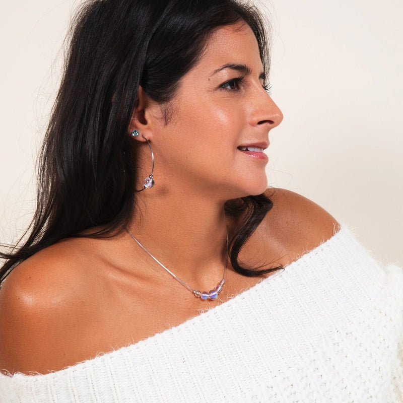 Regenbogen-Supernova | Silber | Galaxie-Glas-Creolen