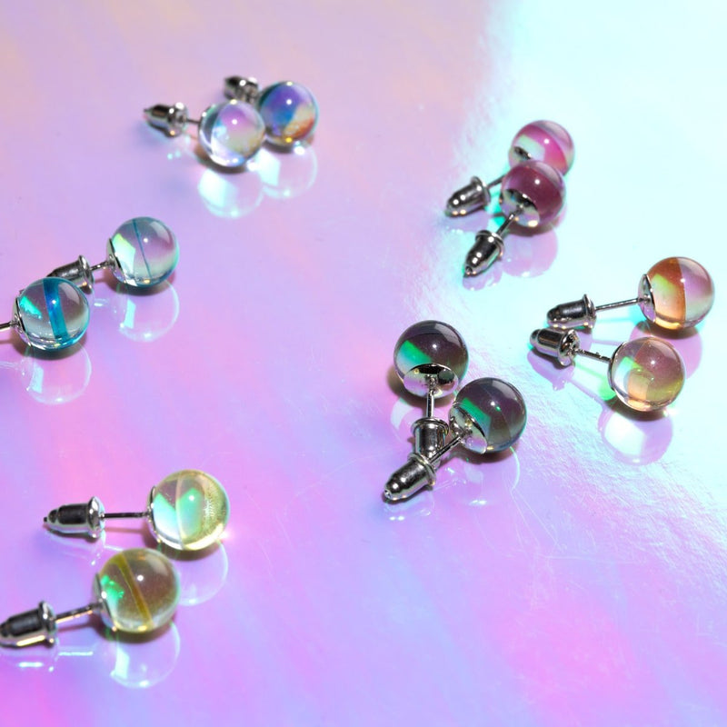 Sonnenstrahl | 925er Sterlingsilber | Galaxie-Glas-Ohrstecker