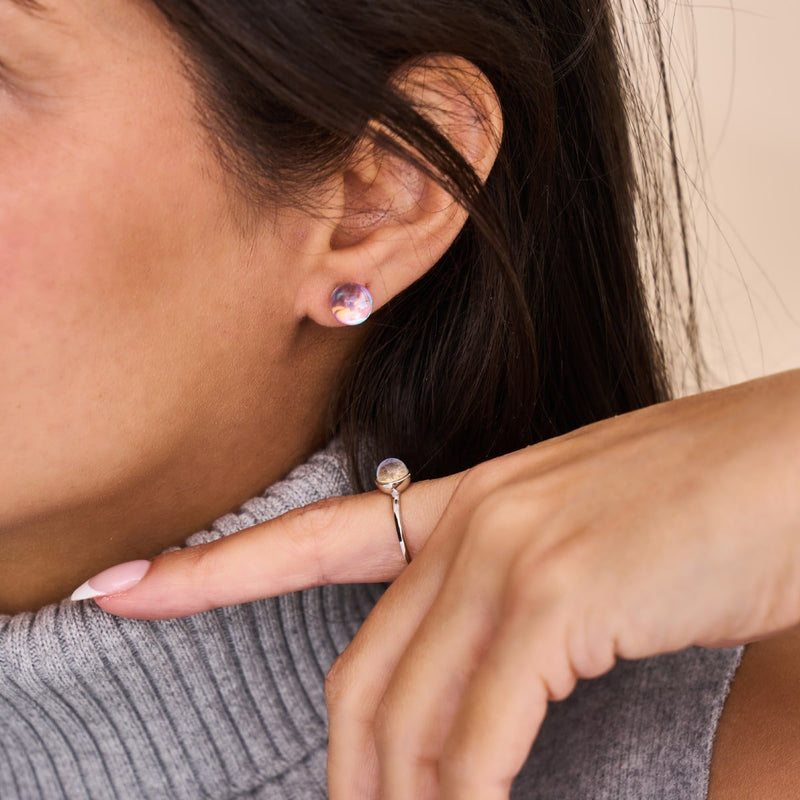 Ultraviolett | 925 Sterling Silber | Galaxie Glas Ohrstecker