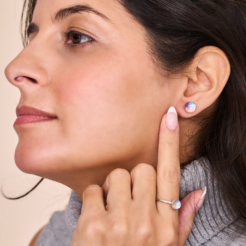 Ultraviolett | 925 Sterling Silber | Galaxie Glas Ohrstecker