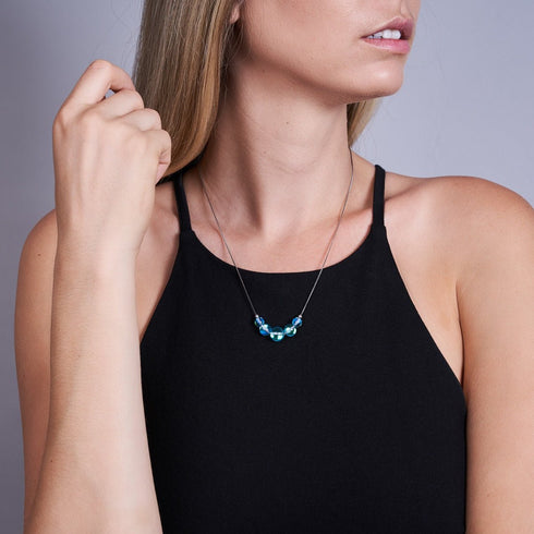 Blauer Nebel | 925 Sterling Silber | Galaxie Glas Unendlichkeitsverschluss Halskette