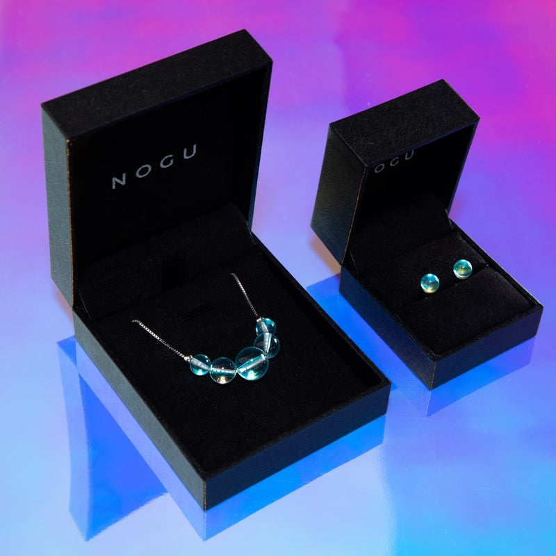 Blauer Nebel | 925 Sterling Silber | Galaxie Glas Unendlichkeitsverschluss Halskette