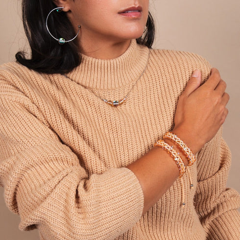 Champagner-Supernova | 925er Sterlingsilber | Halskette mit Galaxie-Glas-Unendlichkeitsverschluss