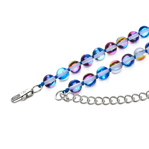 Indigo Borealis | Silber | Galaxie-Glas-Knotenkette