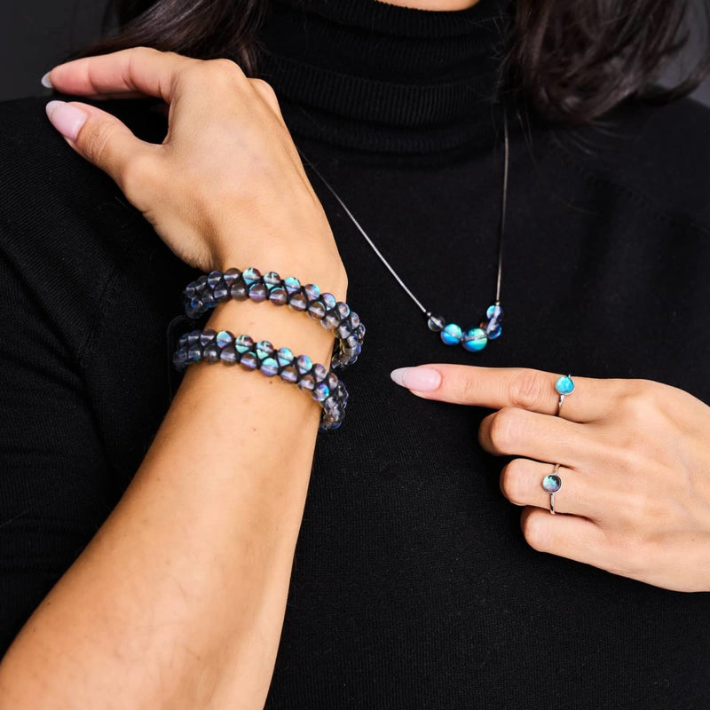 Milchstraße | 925 Sterling Silber | Galaxie Glas Unendlichkeitsverschluss Halskette