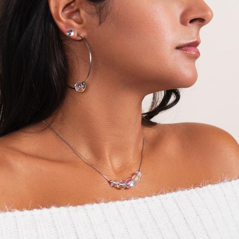 Regenbogen-Supernova | 925er Sterlingsilber | Halskette mit Galaxie-Glas-Unendlichkeitsverschluss