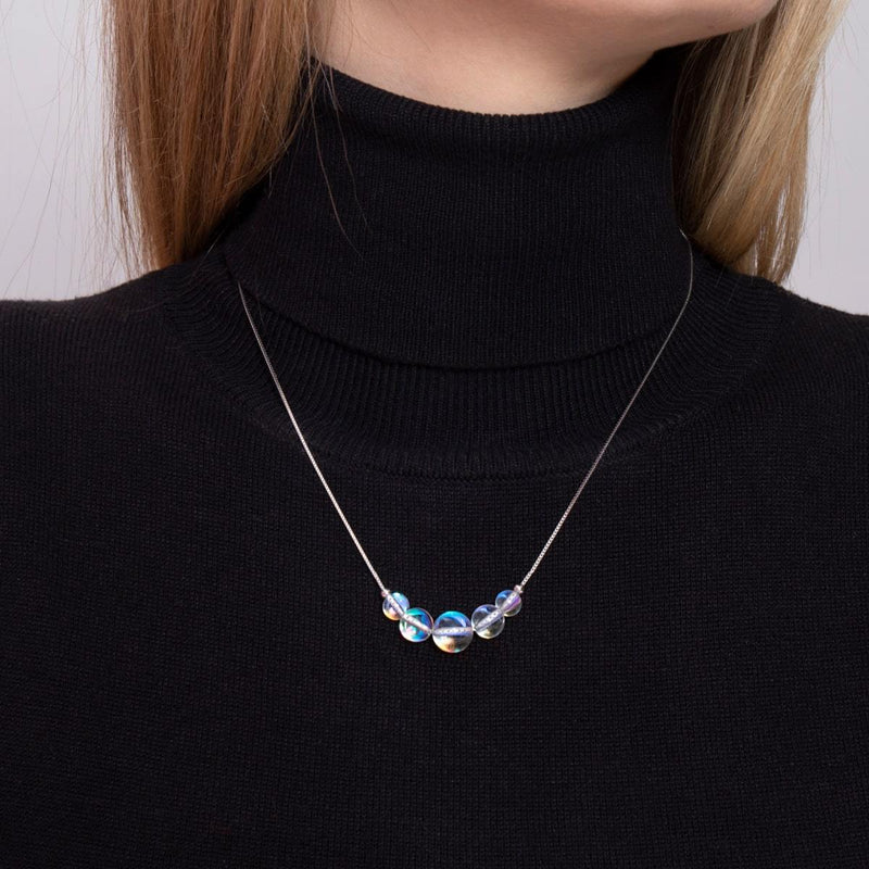 Regenbogen-Supernova | 925er Sterlingsilber | Halskette mit Galaxie-Glas-Unendlichkeitsverschluss