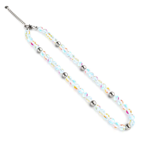 Regenbogen-Supernova | Silber | Galaxy Glas Statement Halskette