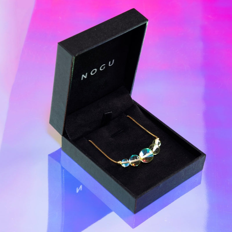 Sonnenschliff | Gold Vermeil | Galaxie-Glas-Halskette mit Unendlichkeitsverschluss