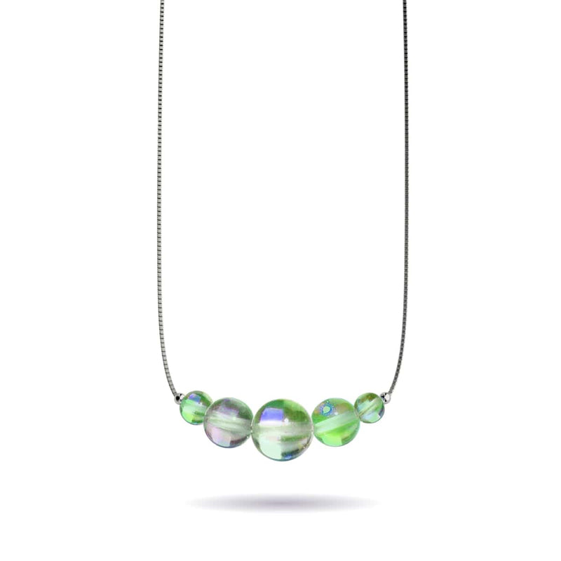Grüner Mond | 925 Sterling Silber | Galaxie Glas Unendlichkeitsverschluss Halskette