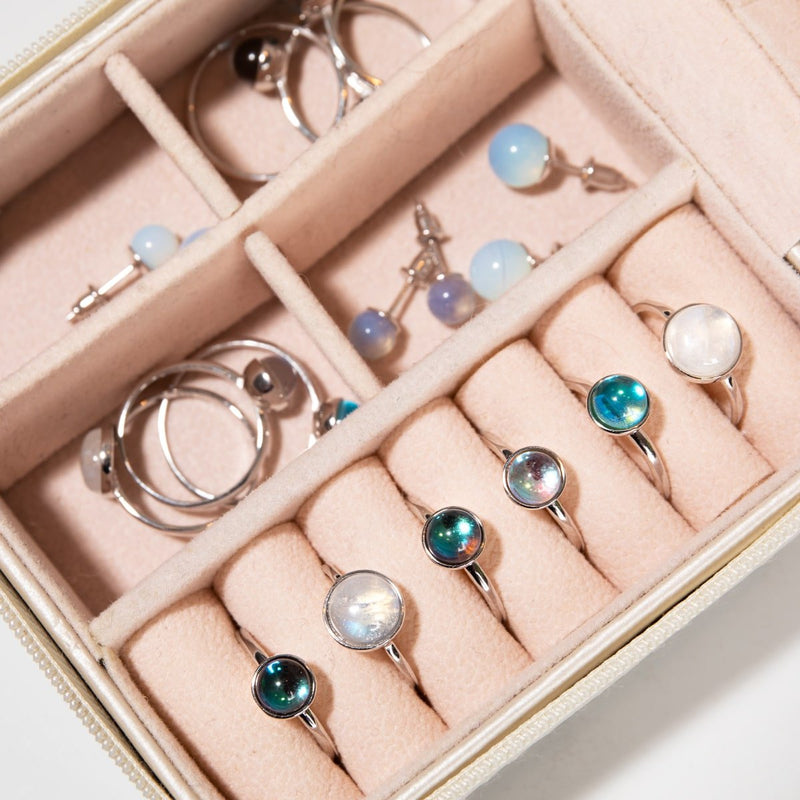 Blauer Nebel | 925 Sterling Silber | Galaxie Glasring