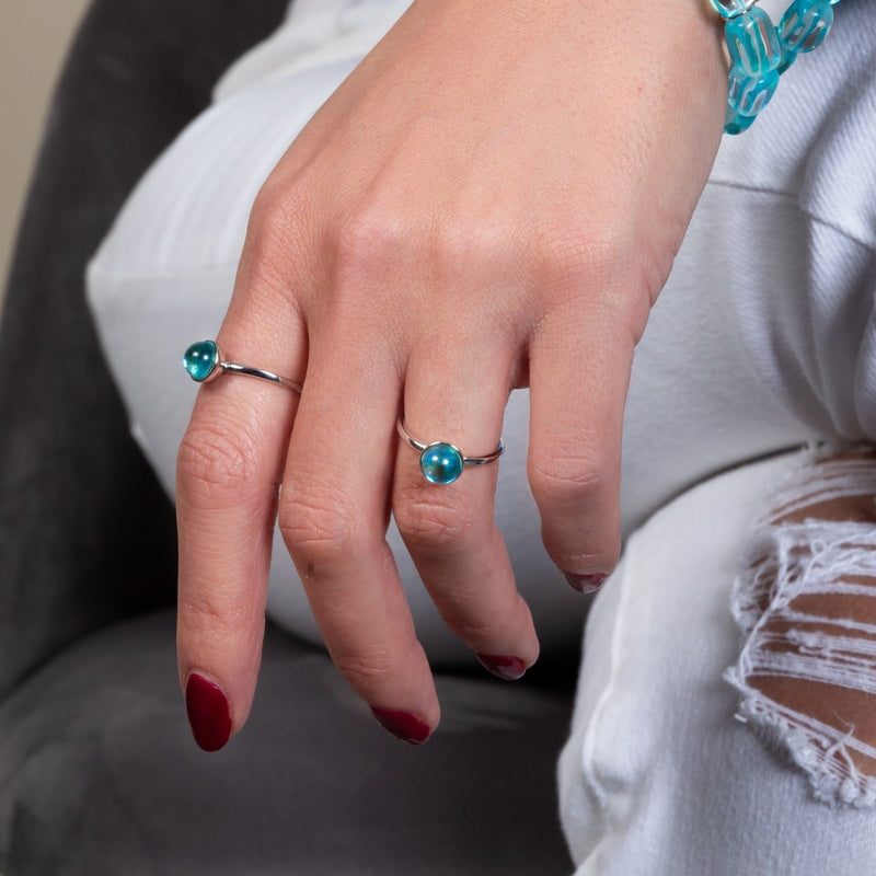 Blauer Nebel | 925 Sterling Silber | Galaxie Glasring