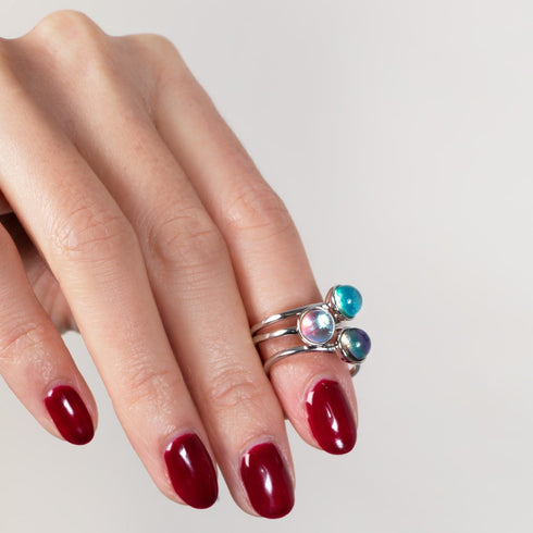 Blauer Nebel | 925 Sterling Silber | Galaxie Glasring
