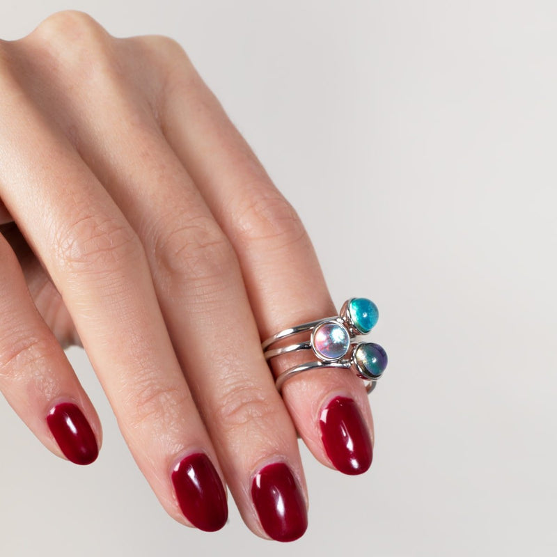 Regenbogen-Supernova | 925er Sterlingsilber | Galaxie-Glasring