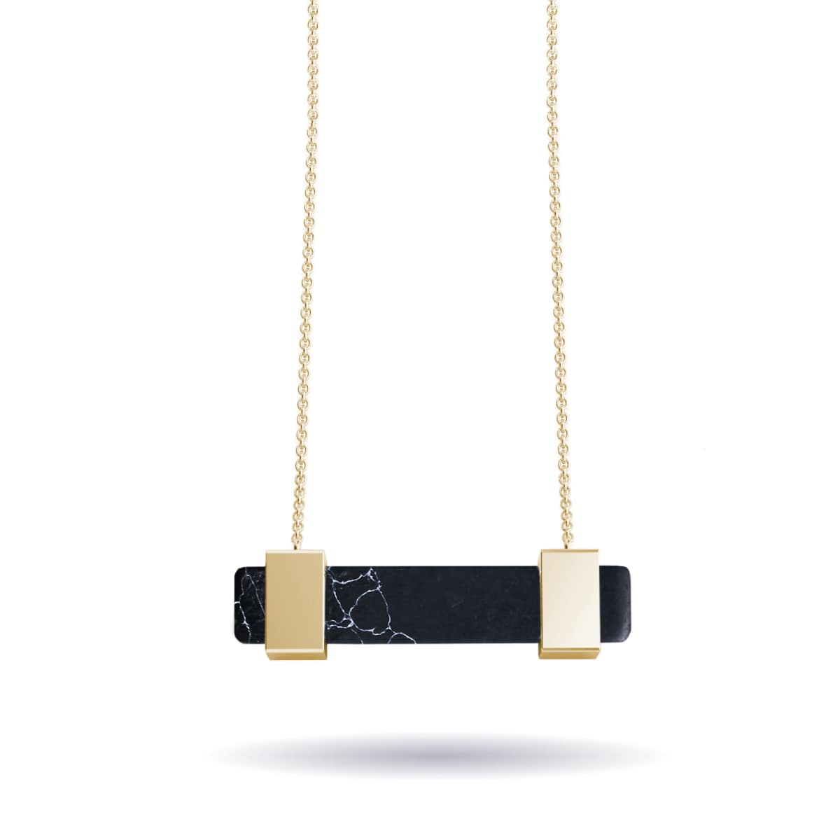 Schwarzer Achat | Gold | Edelstein-Halskette