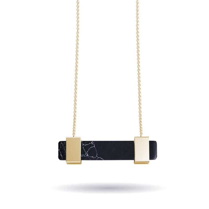 Schwarzer Achat | Gold | Edelstein-Halskette