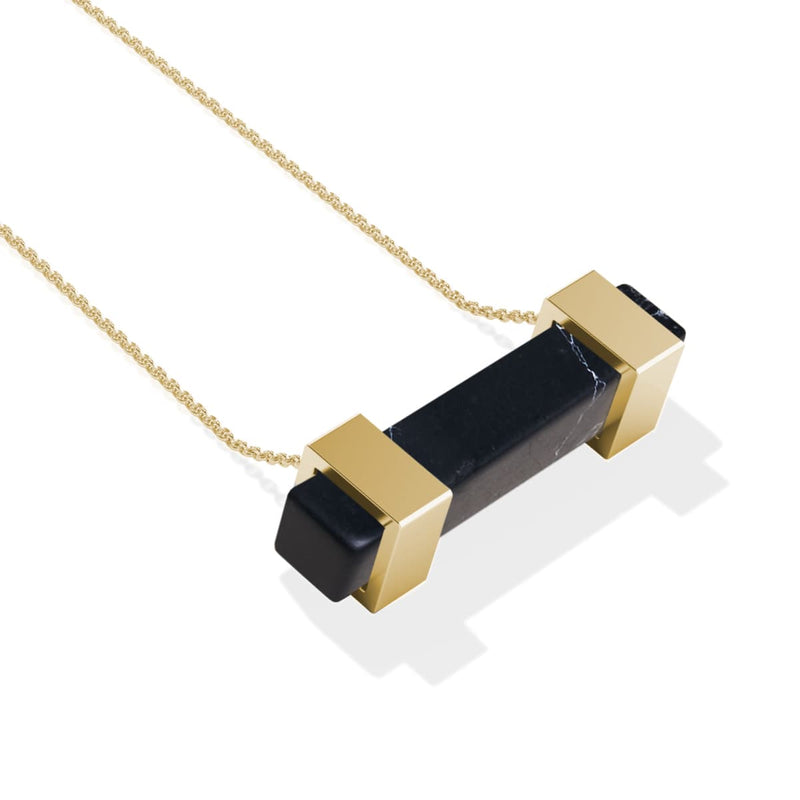Schwarzer Achat | Gold | Edelstein-Halskette
