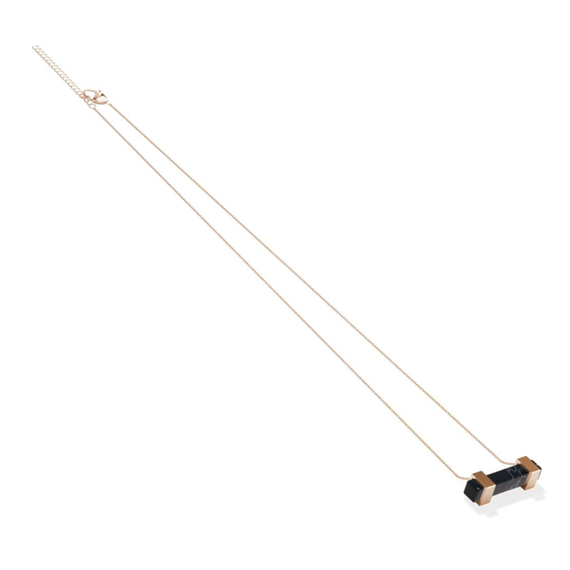 Schwarzer Achat | Roségold | Edelstein-Halskette