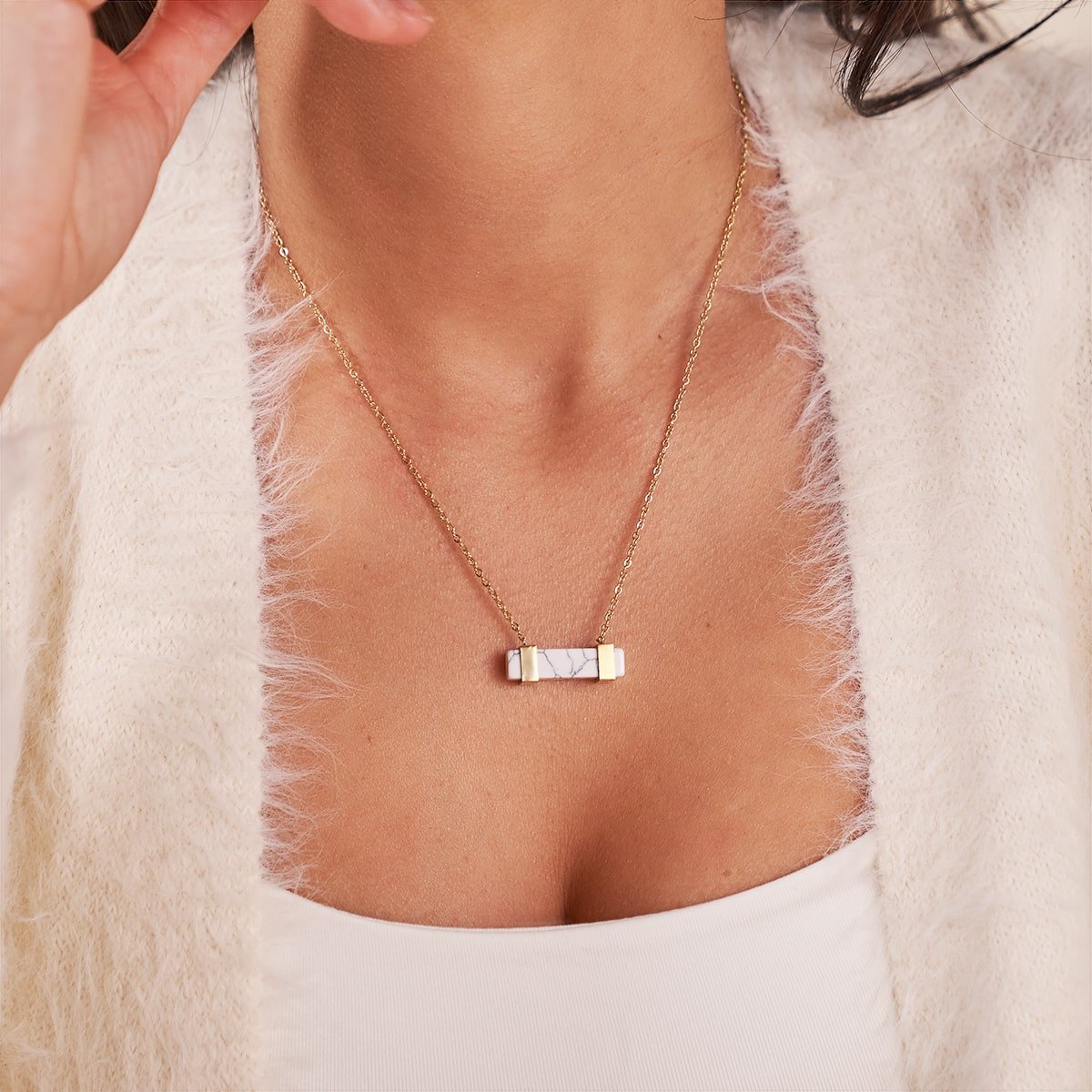 Howlith | Gold | Edelstein-Halskette