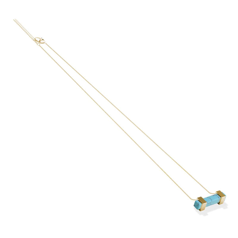 Türkis | Gold | Edelstein-Bar-Halskette
