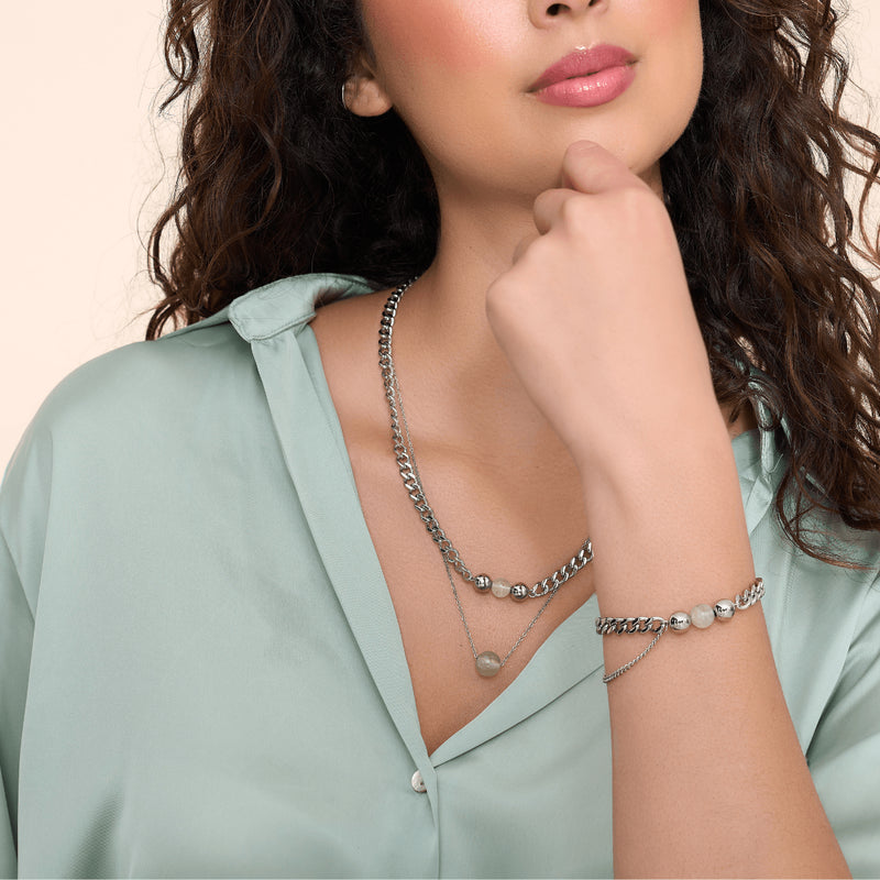 Fluorit x Silber | Edelstein-Kettenarmband