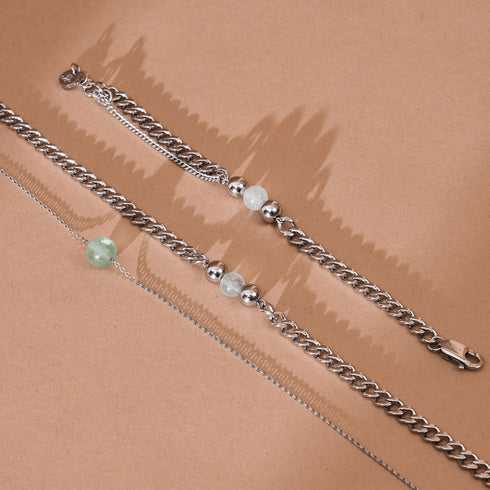 Fluorit x Silber | Edelstein-Kettenarmband