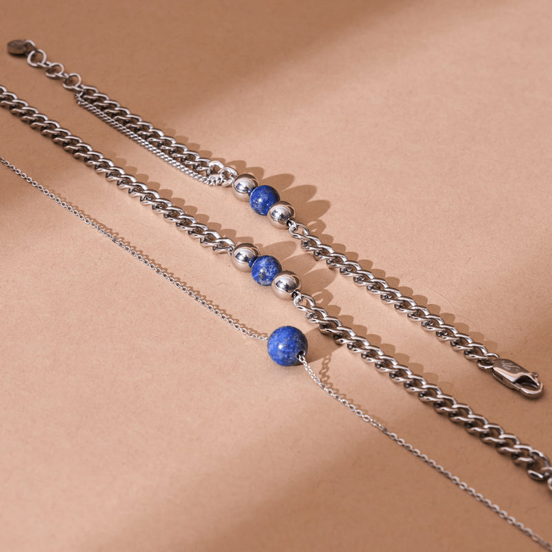 Lapis x Silber | Edelstein-Kettenarmband