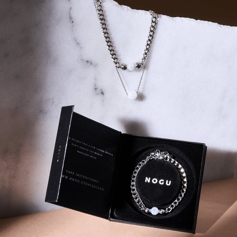 Mondstein x Silber | Edelstein-Kettenarmband