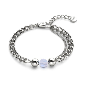 Mondstein x Silber | Edelstein-Kettenarmband