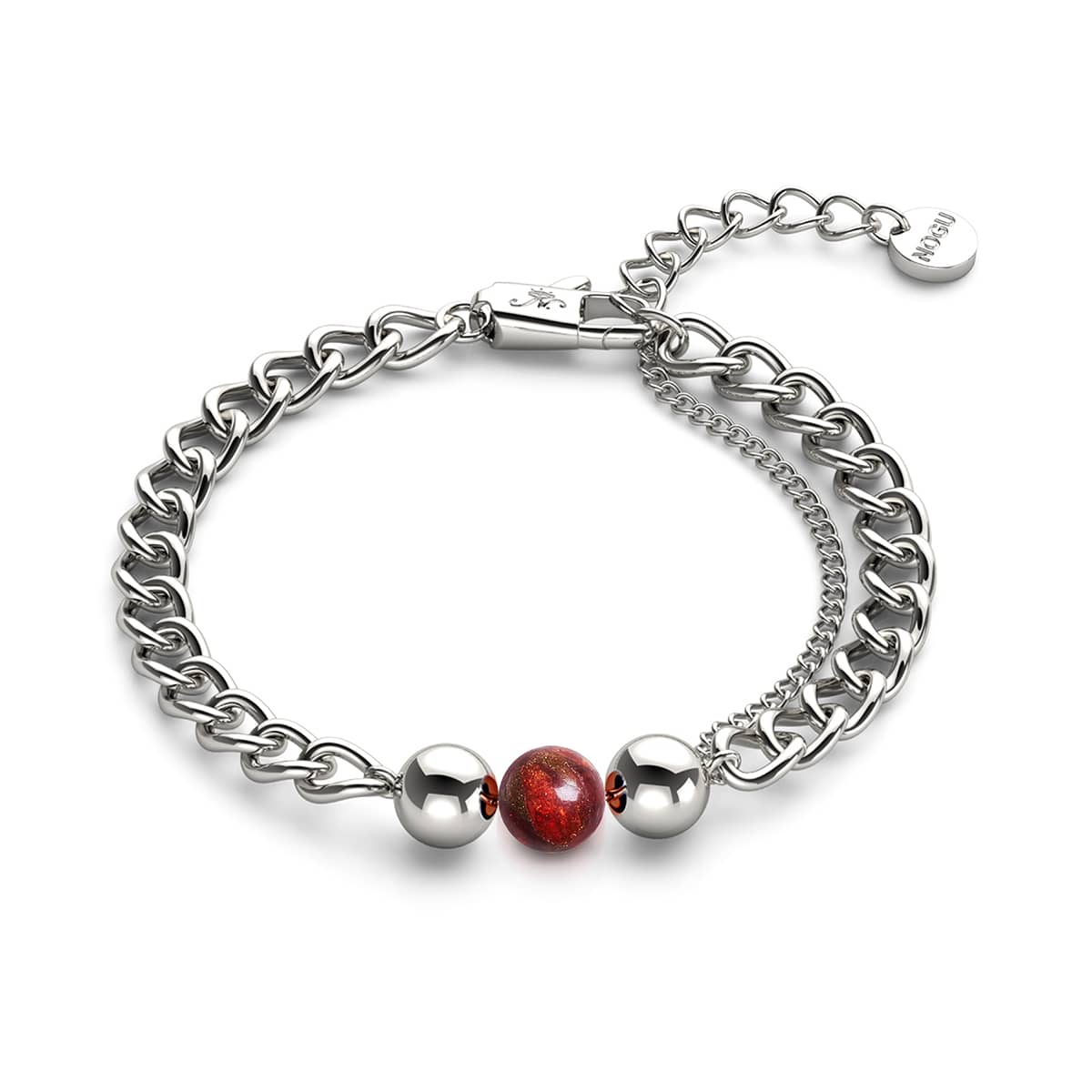 Roter Jaspis x Silber | Edelstein-Kettenarmband